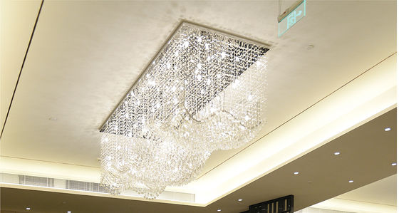 Maßgeschneiderte moderne Wohnzimmer LED Welle Rechteckige Saite Kristalllampe Hoteltechnik Kristall Hängende Kronleuchter