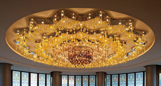 Zuhause Glanz Rundgoldlampe Küche Treppe Hotel Großes Wohnzimmer Decken Led Luxus Kristall Moderne Anhänger Lichter Kronleuchter