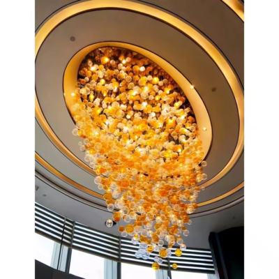 Modernes Design Kristallstein Kronleuchter für Zuhause LED Glaskugellampe für Hotel Restaurant Einkaufszentrum Lobby AC Stromquelle