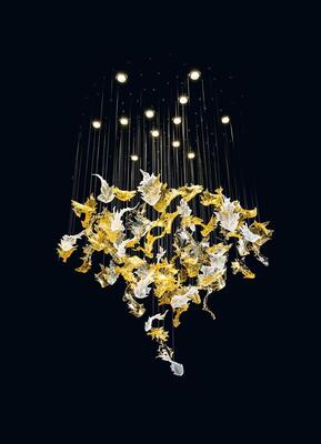 Moderne große Hotel-Restaurant-Projekt handgefertigte Kunsthandwerk Glas Ahornblatt