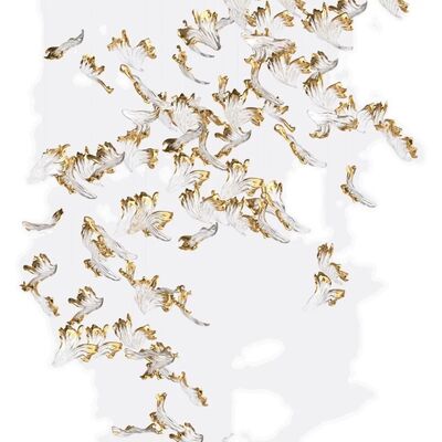 Custom Made Hotel Lobby Dekorativ Glas Anhänger Licht Moderne Led Decken Kronleuchter Beleuchtung Goldblatt Zubehör