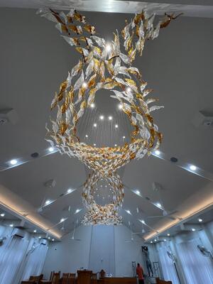 Custom Lamp Große integrierte Kronleuchter Moderne nordische Glasdecke Hotels