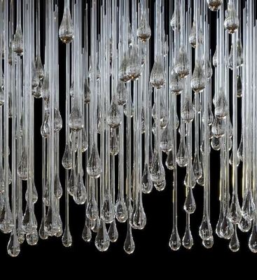 Luxusgroßhandelsprojekt Kronleuchter Große Größe Tränendroppe Klar transparentes Glas Anhängerlicht für Hotel Lobby Villa Restaurant
