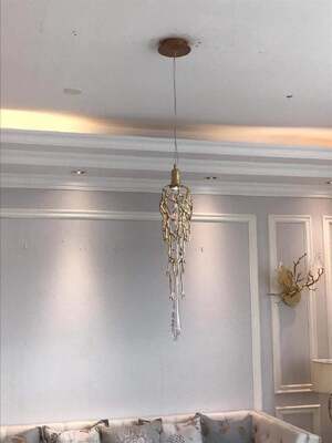 Luxus-Kristall-Kronleuchter, Pendelleuchte, großes Foyer, Ballsaal, übergroße Decke mit Gold-Finish, dekorative Beleuchtung