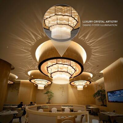 Maßgeschneiderte Marmor-Mehrschicht-Kristall-Kronleuchter, kundenspezifische große Foyer-Pendelleuchte für Hotel, Villa, Club