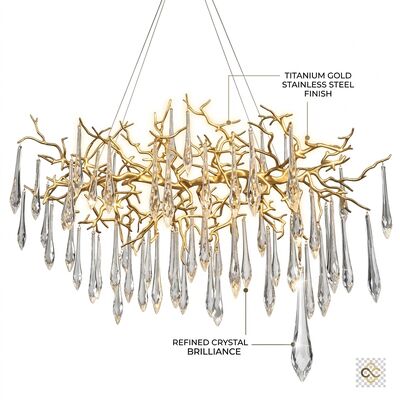 Waterfall Crystal Foyer Chandelier Titanium Gold Hotel Atrium Villa Entrance Large Luxury Pendant